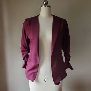 Skies Are Blue - Burgundy Raja Collarless Blazer